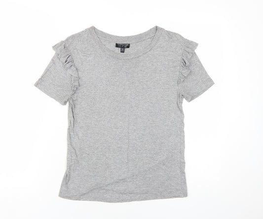 Topshop Womens Grey Viscose Basic T-Shirt Size 10 Round Neck