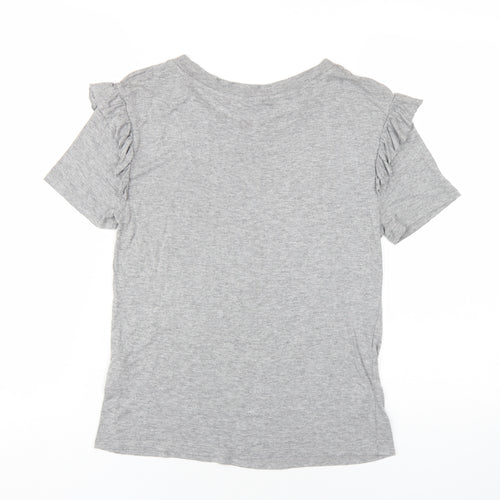 Topshop Womens Grey Viscose Basic T-Shirt Size 10 Round Neck