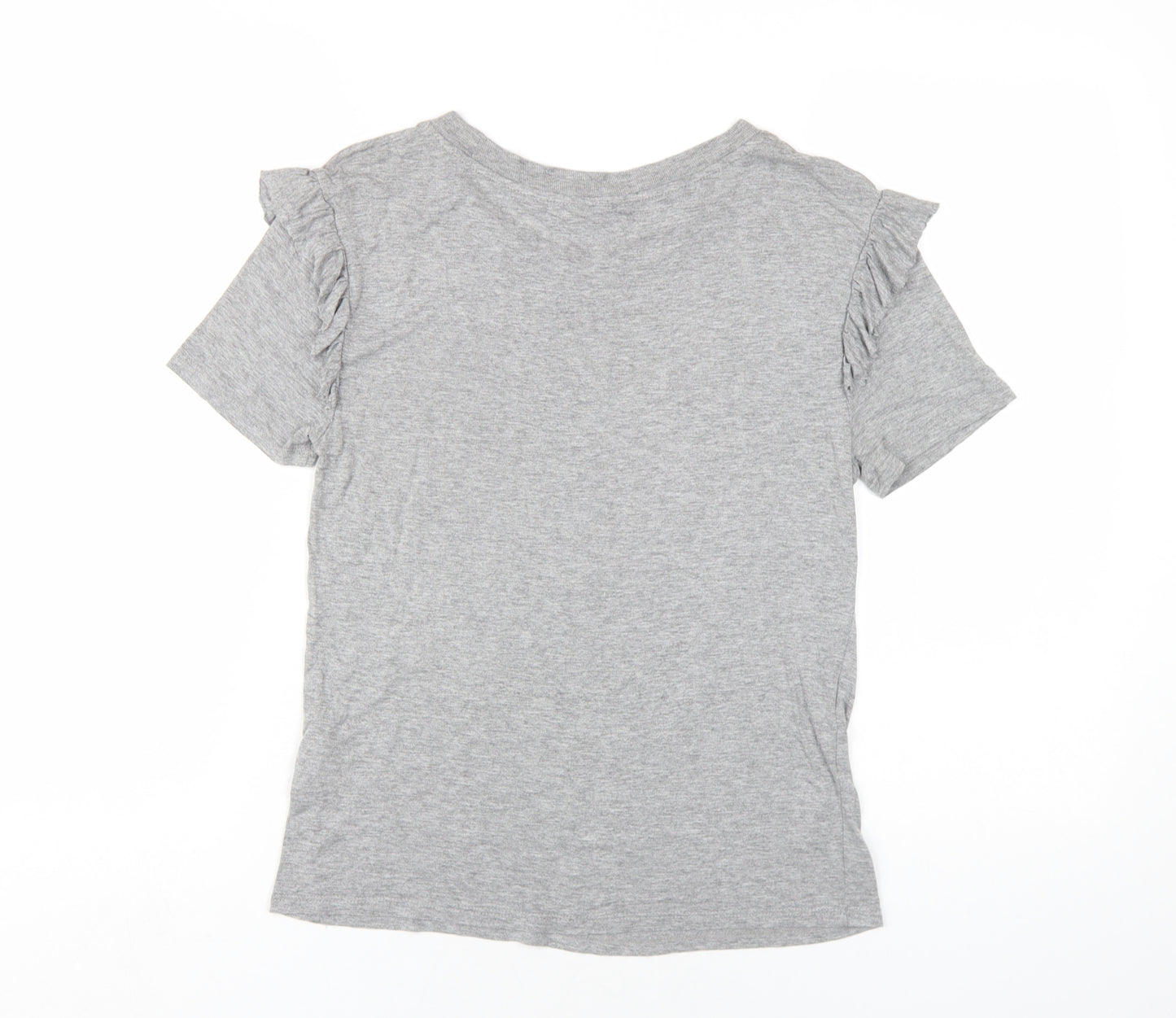 Topshop Womens Grey Viscose Basic T-Shirt Size 10 Round Neck