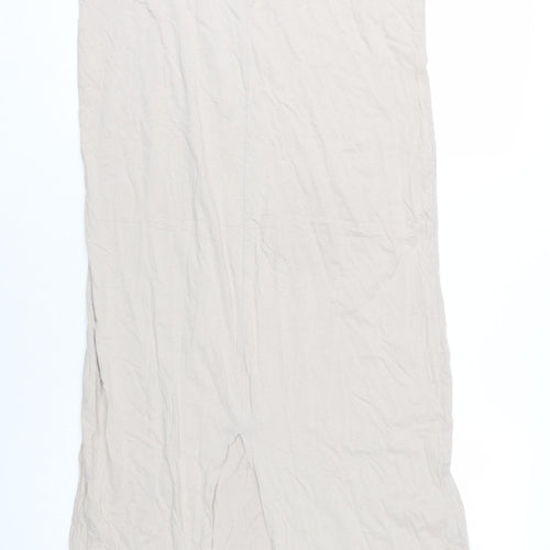 Zara Womens Beige Cotton Tank Dress Size M Scoop Neck Pullover