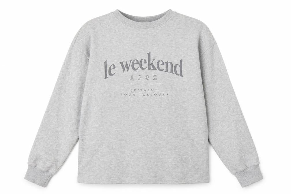 Front view of Wallis women’s grey cotton pullover sweatshirt, size UK 10, pullover - embroidered