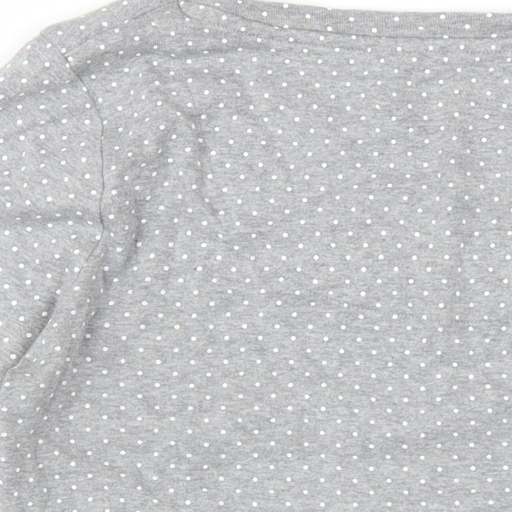 Marks and Spencer Womens Grey Polka Dot Cotton Basic T-Shirt Size 12 Scoop Neck