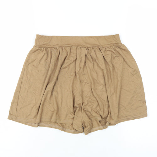 PRETTYLITTLETHING Womens Brown Vinyl Basic Shorts Size 10 Regular Pull On