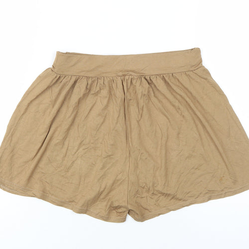 PRETTYLITTLETHING Womens Brown Vinyl Basic Shorts Size 10 Regular Pull On