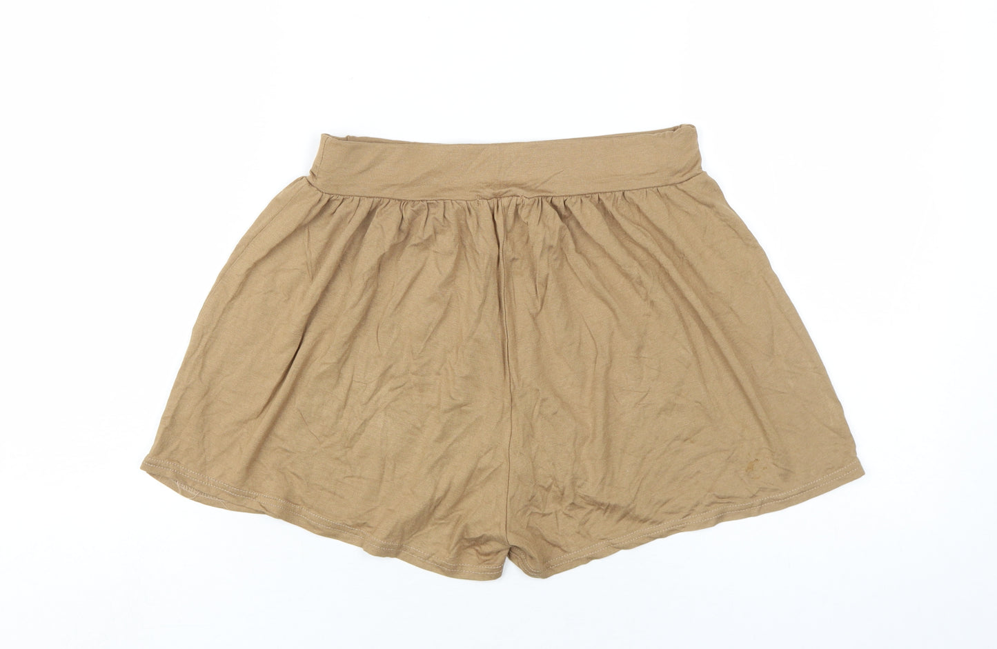 PRETTYLITTLETHING Womens Brown Vinyl Basic Shorts Size 10 Regular Pull On