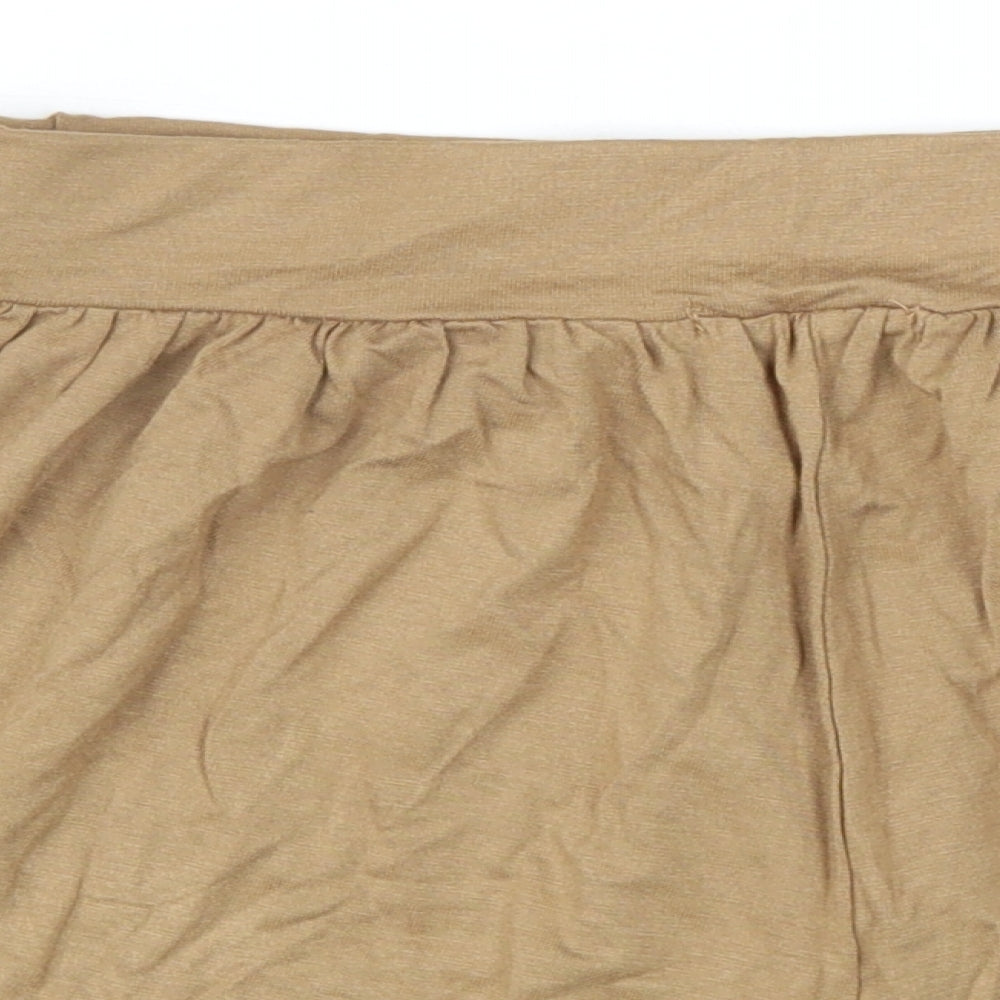 PRETTYLITTLETHING Womens Brown Vinyl Basic Shorts Size 10 Regular Pull On