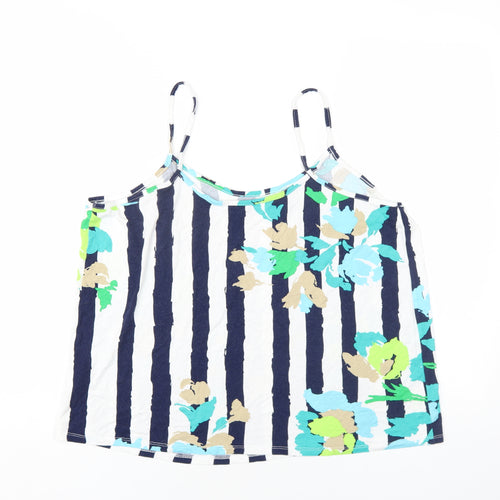 Alexara Womens Blue Striped Viscose Camisole T-Shirt Size L Scoop Neck