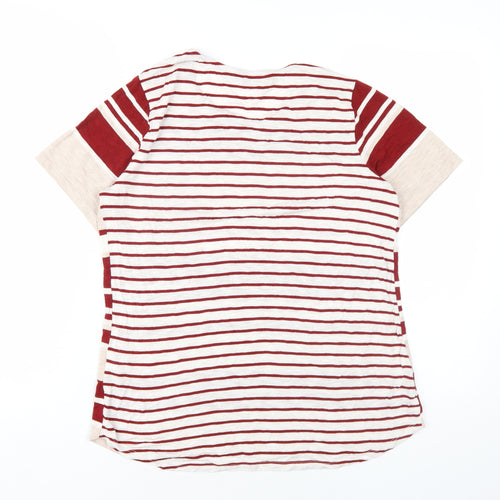 Dorothy Perkins Womens Red Striped Viscose Basic T-Shirt Size 14 Round Neck