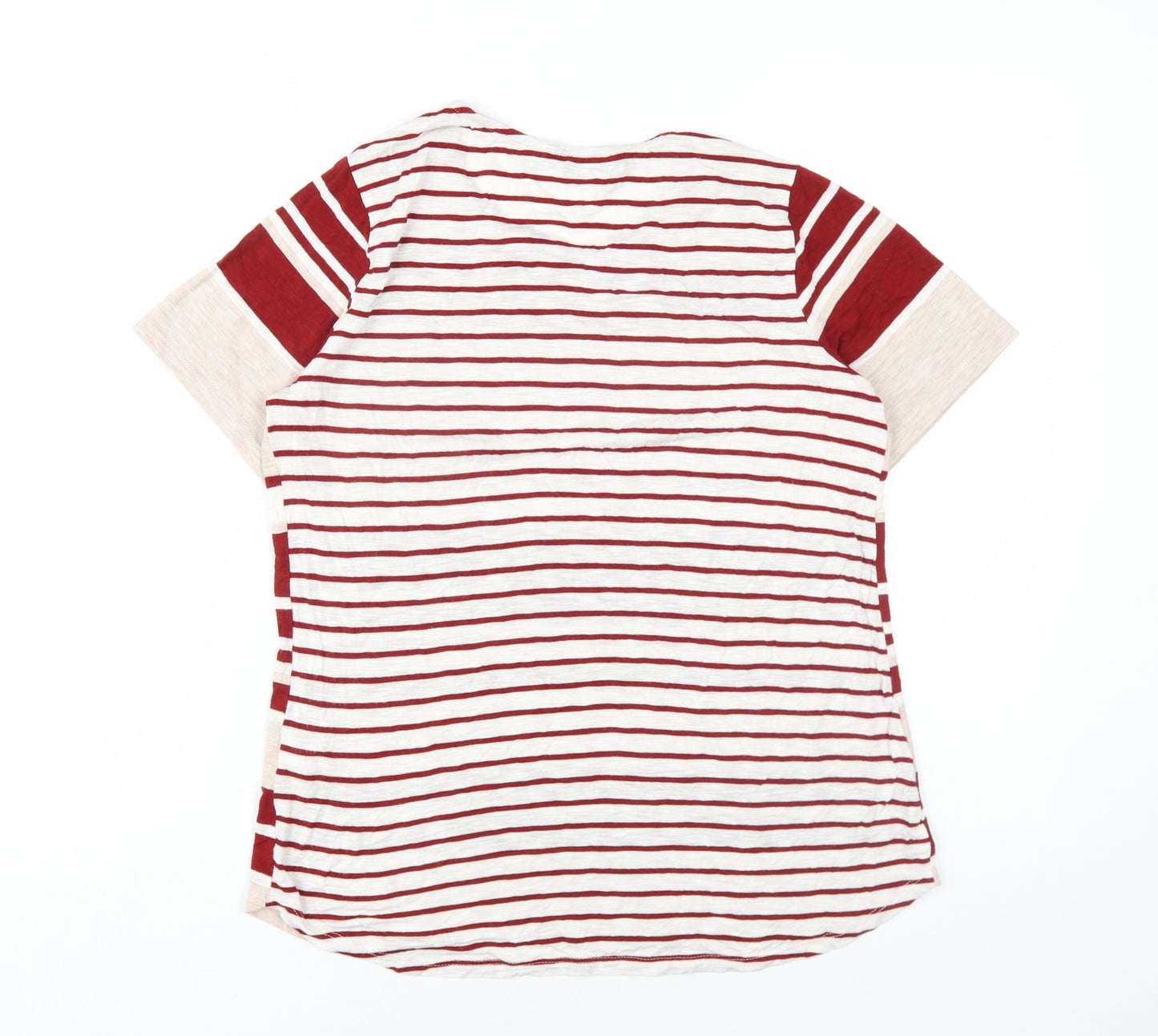 Dorothy Perkins Womens Red Striped Viscose Basic T-Shirt Size 14 Round Neck