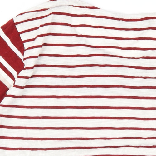 Dorothy Perkins Womens Red Striped Viscose Basic T-Shirt Size 14 Round Neck