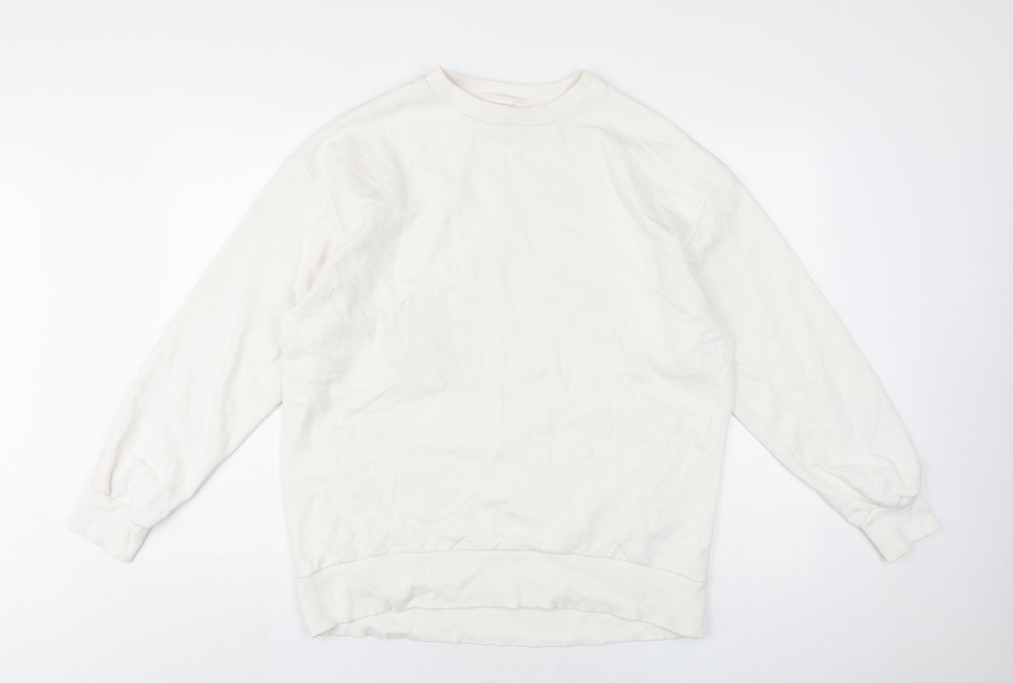 River Island Mens White Cotton Pullover Sweatshirt Size M