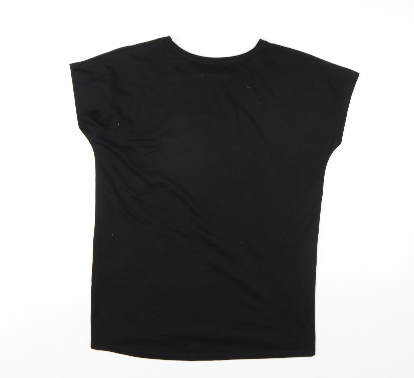 New Look Womens Black Viscose Basic T-Shirt Size 10 Round Neck