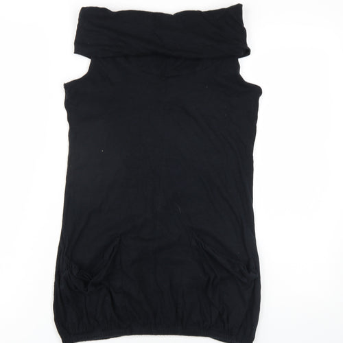 River Island Womens Black Cotton Mini Size 10 Roll Neck Pullover