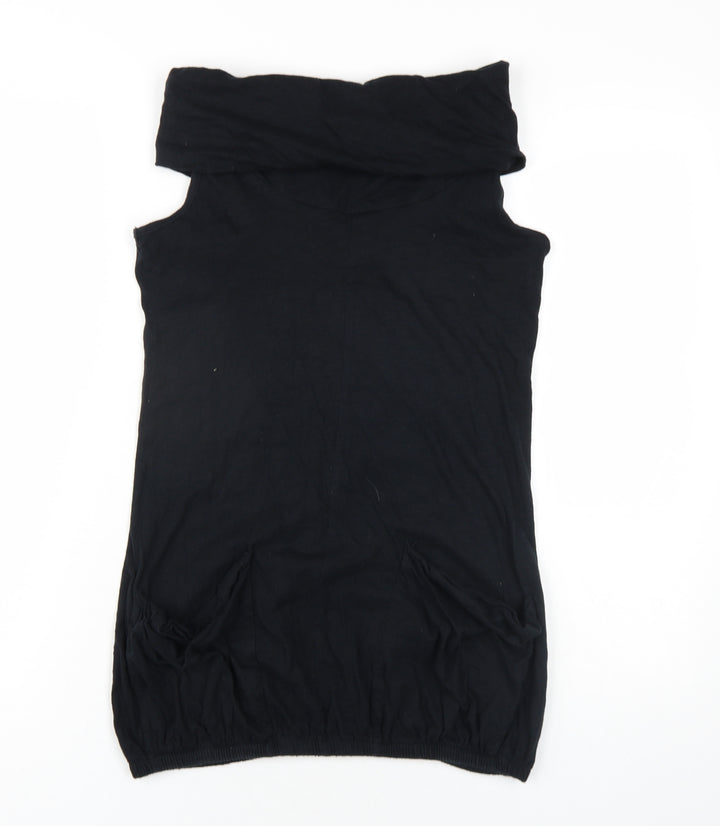 River Island Womens Black Cotton Mini Size 10 Roll Neck Pullover