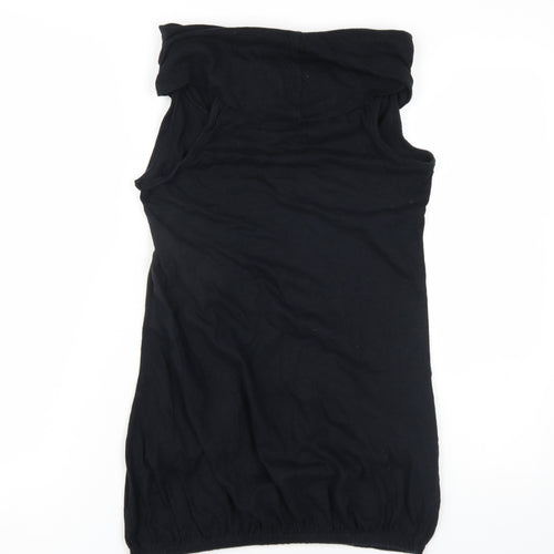 River Island Womens Black Cotton Mini Size 10 Roll Neck Pullover