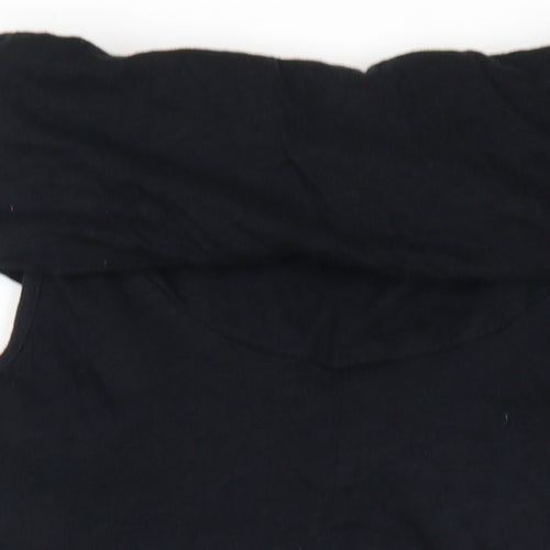 River Island Womens Black Cotton Mini Size 10 Roll Neck Pullover