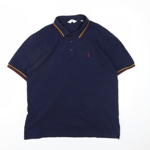 NEXT Mens Blue Cotton Polo Size L Collared Button