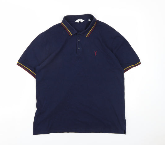 NEXT Mens Blue Cotton Polo Size L Collared Button