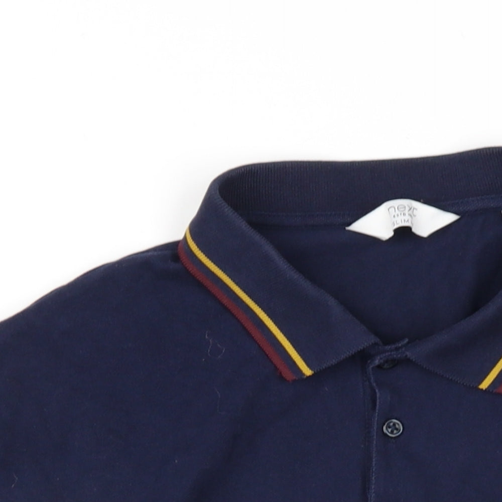 NEXT Mens Blue Cotton Polo Size L Collared Button