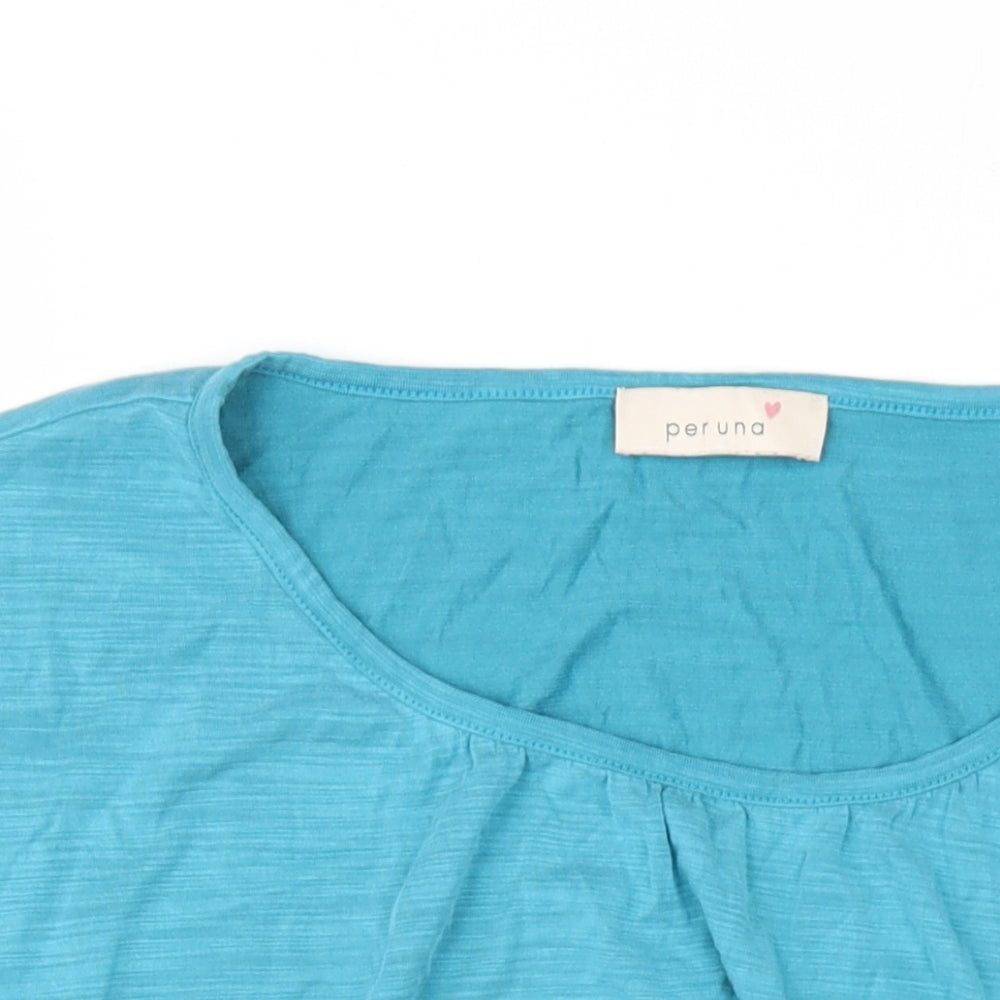 Per Una Womens Blue Modal Basic T-Shirt Size 12 Scoop Neck