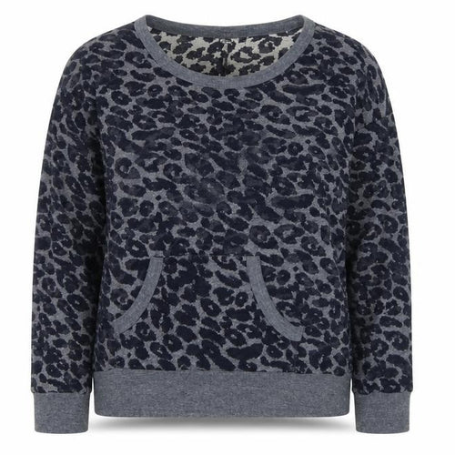 Forever 21 Womens Blue Animal Print Cotton Pullover Sweatshirt Size L Pullover - Leopard Print