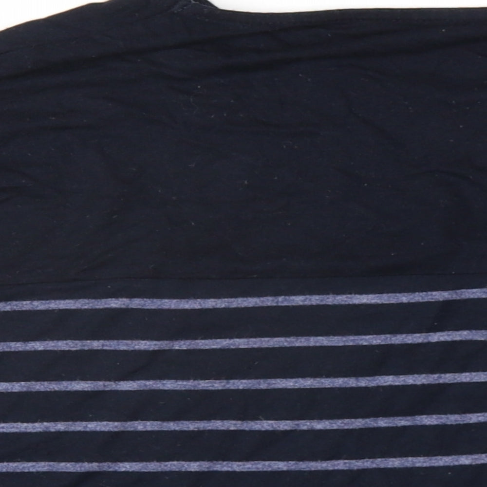 Autograph Womens Blue Striped Viscose Basic T-Shirt Size 14 Round Neck