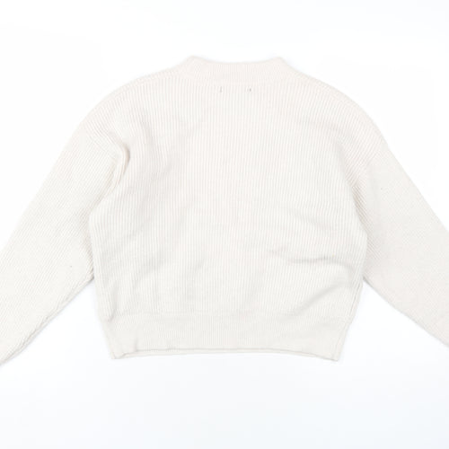 FOREVER 21 Womens Beige Crew Neck Acrylic Pullover Jumper Size S