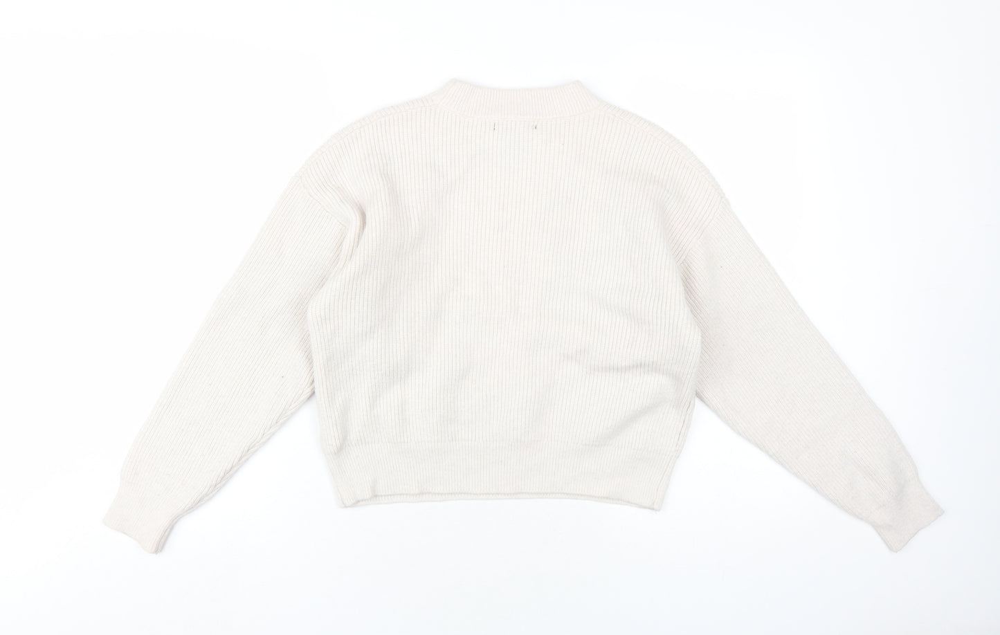 FOREVER 21 Womens Beige Crew Neck Acrylic Pullover Jumper Size S