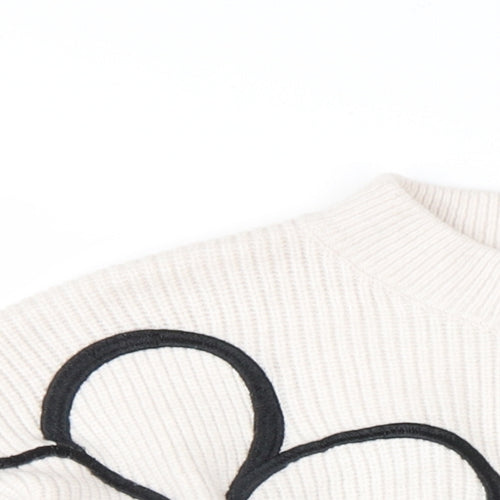 FOREVER 21 Womens Beige Crew Neck Acrylic Pullover Jumper Size S