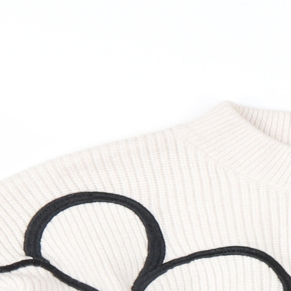 FOREVER 21 Womens Beige Crew Neck Acrylic Pullover Jumper Size S