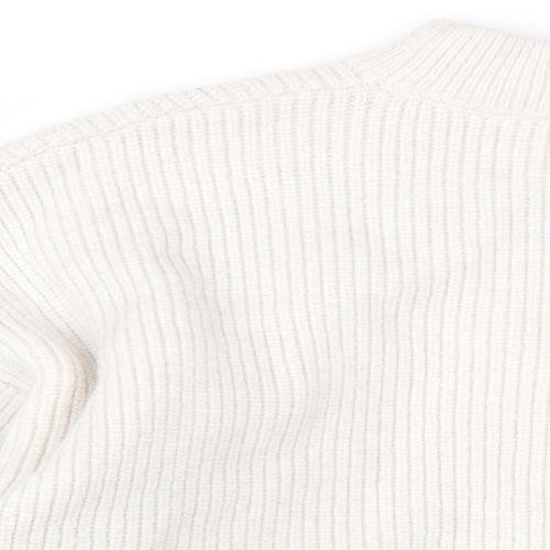 FOREVER 21 Womens Beige Crew Neck Acrylic Pullover Jumper Size S