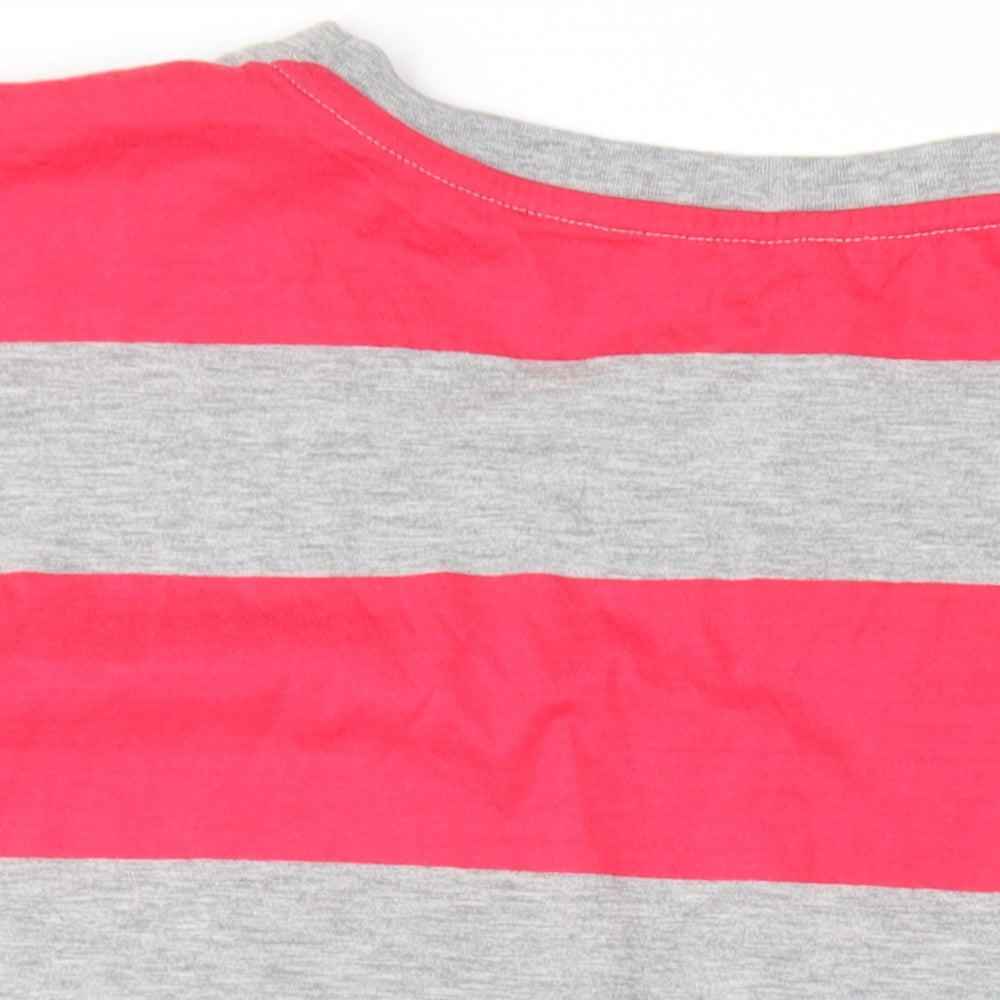 Internacionale Womens Pink Striped Cotton Basic T-Shirt Size 18 Round Neck