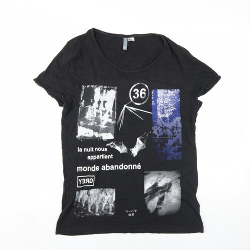H&M Womens Black Cotton Basic T-Shirt Size S Round Neck