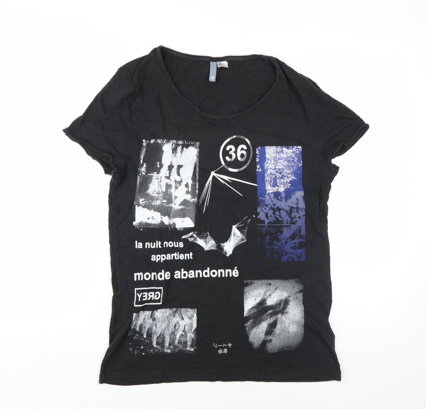 H&M Womens Black Cotton Basic T-Shirt Size S Round Neck