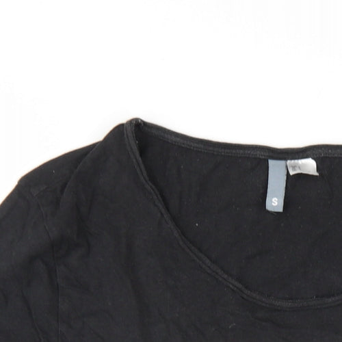 H&M Womens Black Cotton Basic T-Shirt Size S Round Neck