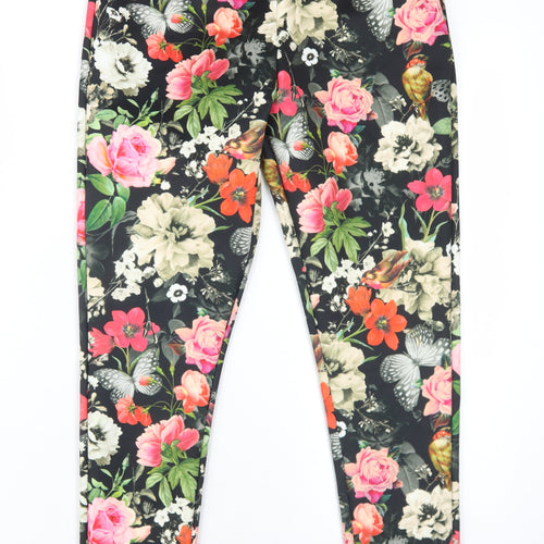 Love Label Womens Multicoloured Floral Polyester Carrot Trousers Size 10 L29 in Regular Zip