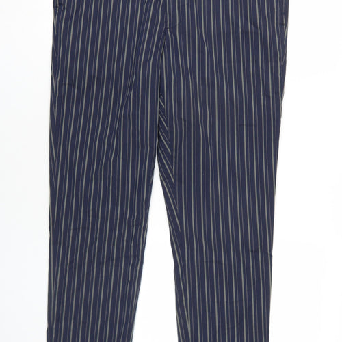 Boohoo Mens Blue Striped Polyester Dress Pants Trousers Size 36 in L32 in Regular Zip