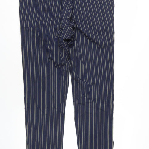 Boohoo Mens Blue Striped Polyester Dress Pants Trousers Size 36 in L32 in Regular Zip