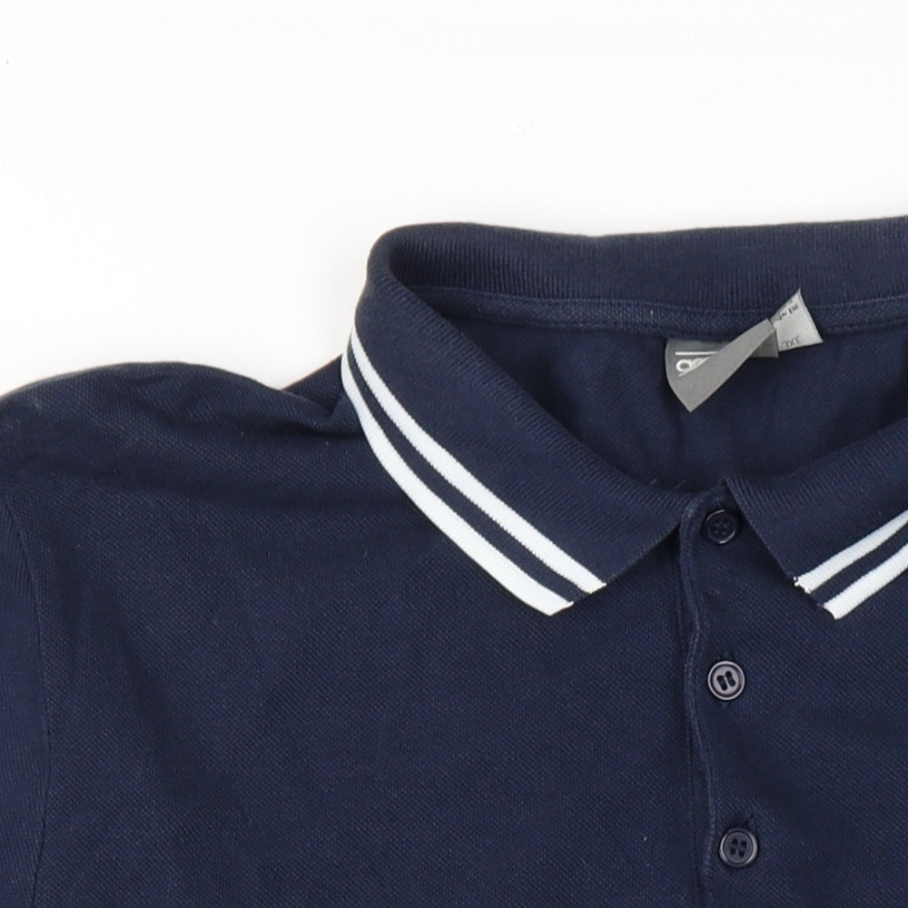 ASOS Mens Blue Cotton Polo Size 3XL Collared Button