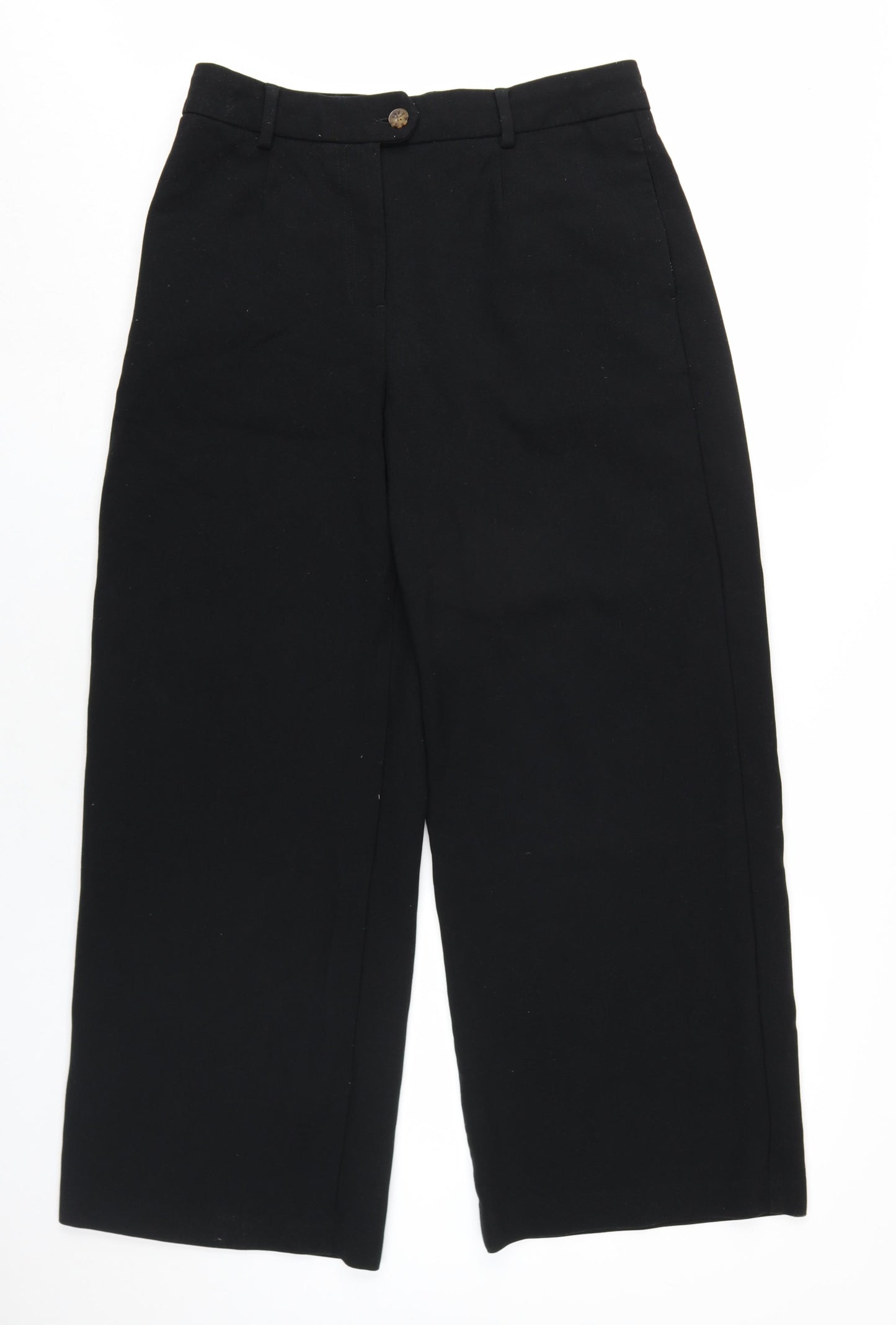 Marks and Spencer Womens Black Viscose Trousers Size 14 L29 in Regular Zip