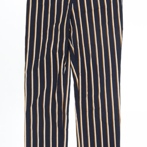 H&M Womens Blue Striped Viscose Trousers Size 10 L28 in Slim Zip