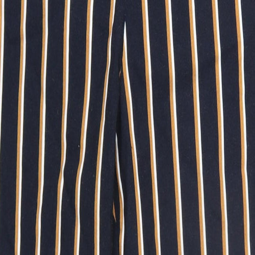 H&M Womens Blue Striped Viscose Trousers Size 10 L28 in Slim Zip