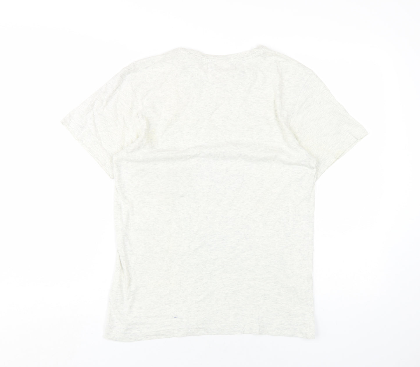 H&M Mens Grey Cotton T-Shirt Size S Round Neck
