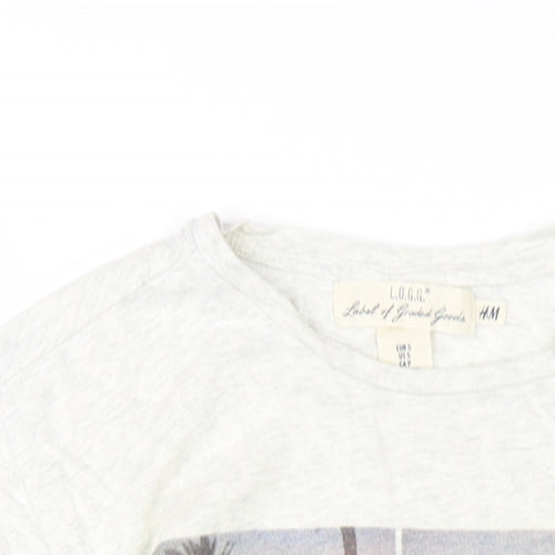 H&M Mens Grey Cotton T-Shirt Size S Round Neck