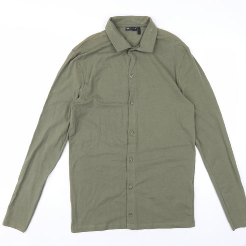 ASOS Mens Green Cotton Button-Up Size L Collared Button