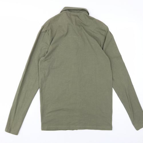 ASOS Mens Green Cotton Button-Up Size L Collared Button