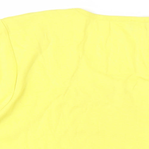 Klass Womens Yellow Cotton Basic T-Shirt Size L Round Neck