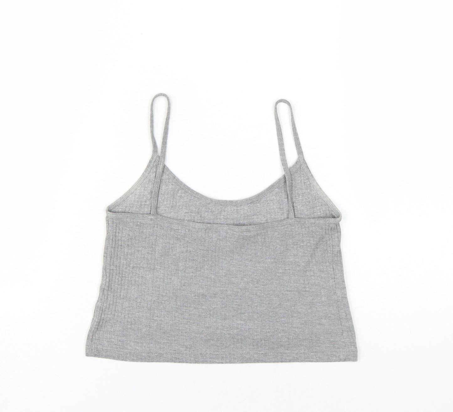 Topshop Womens Grey Cotton Camisole T-Shirt Size 12 Scoop Neck