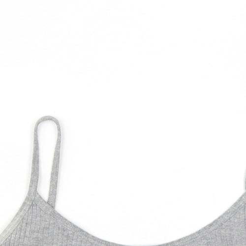 Topshop Womens Grey Cotton Camisole T-Shirt Size 12 Scoop Neck