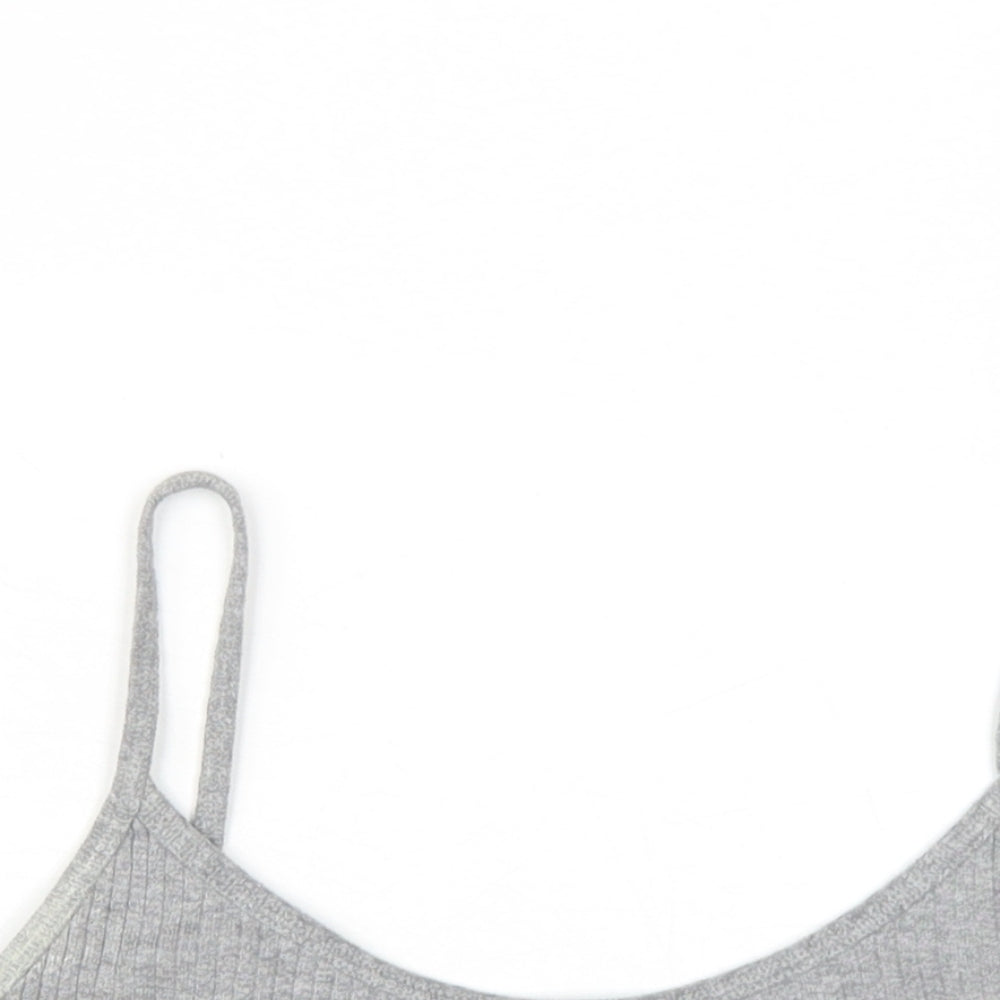 Topshop Womens Grey Cotton Camisole T-Shirt Size 12 Scoop Neck